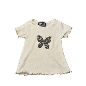 VTG Jupiter Sportswear Girls Ivory Butterfly T-Shirt Kids A-Line Top NO SIZE
